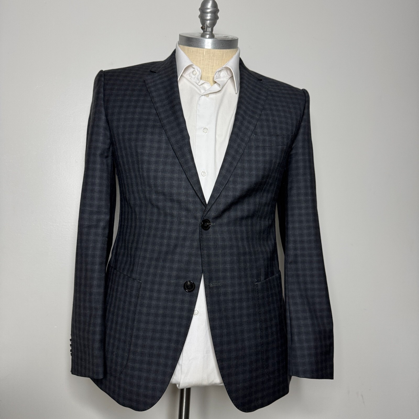 Hugo Boss Black Checked Wool Sport Coat